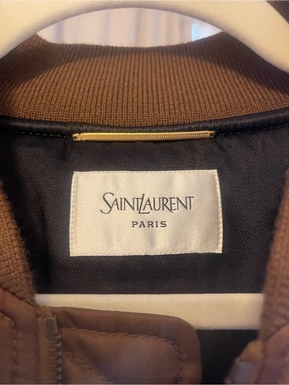 Saint Laurent Brown Satin-Look Bomber Jacket